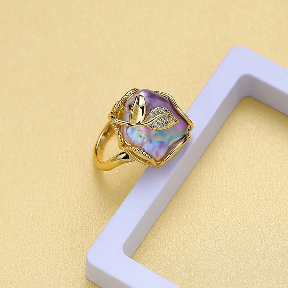 Authentic freshwater baroque pearl jewelry 3 Pieces Set:Necklace&Ring&Earrings - Picture 11 of 12